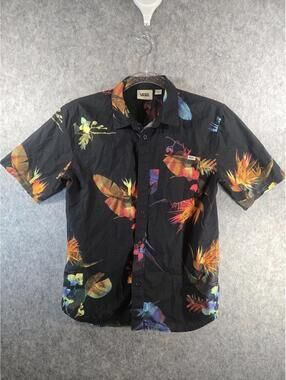 Vans Reality Coral Tropical Hawaiian Floral Button Up Shirt